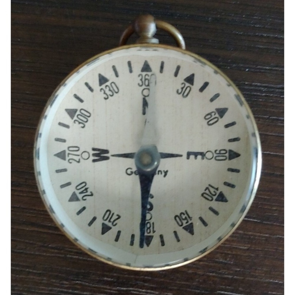 Germany Brass Pocket Compass Navigation Device Vintage Gift Dad Christmas